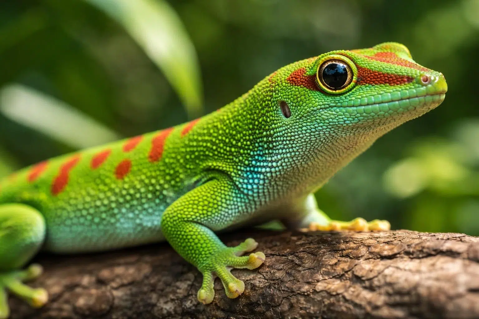 Découvrez les couleurs vibrantes et les motifs des phelsuma grandis en détail