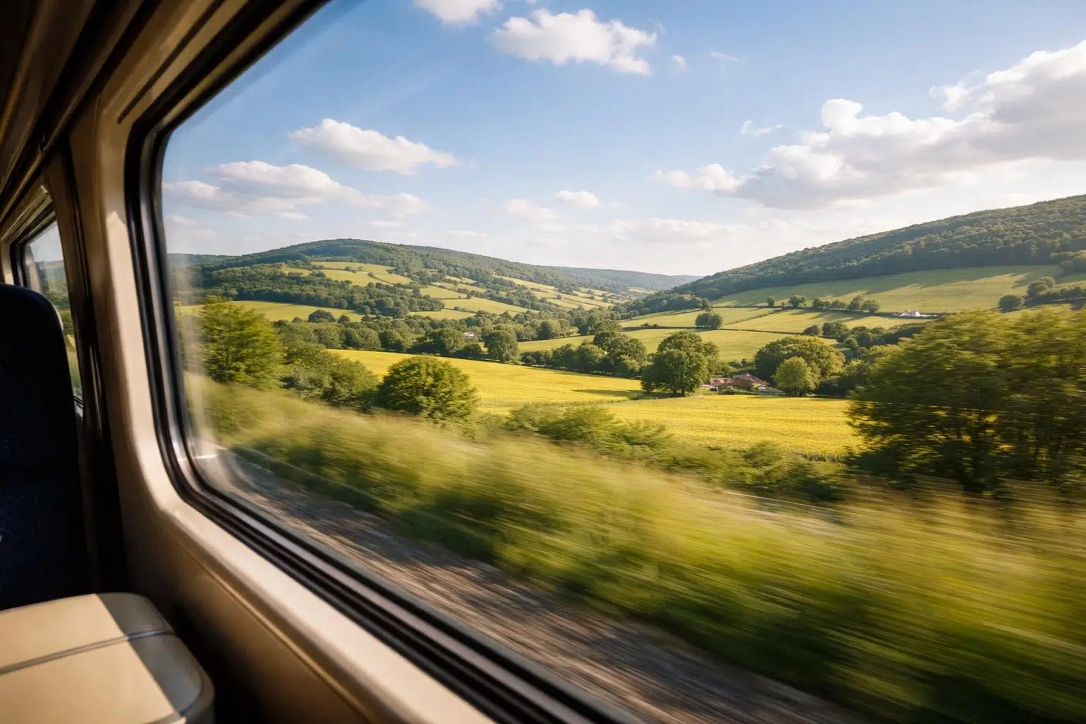 Exploration des paysages lorsque le train chemine ou roule à grande vitesse Exploration des paysages lorsque le train chemine ou roule à grande vitesse