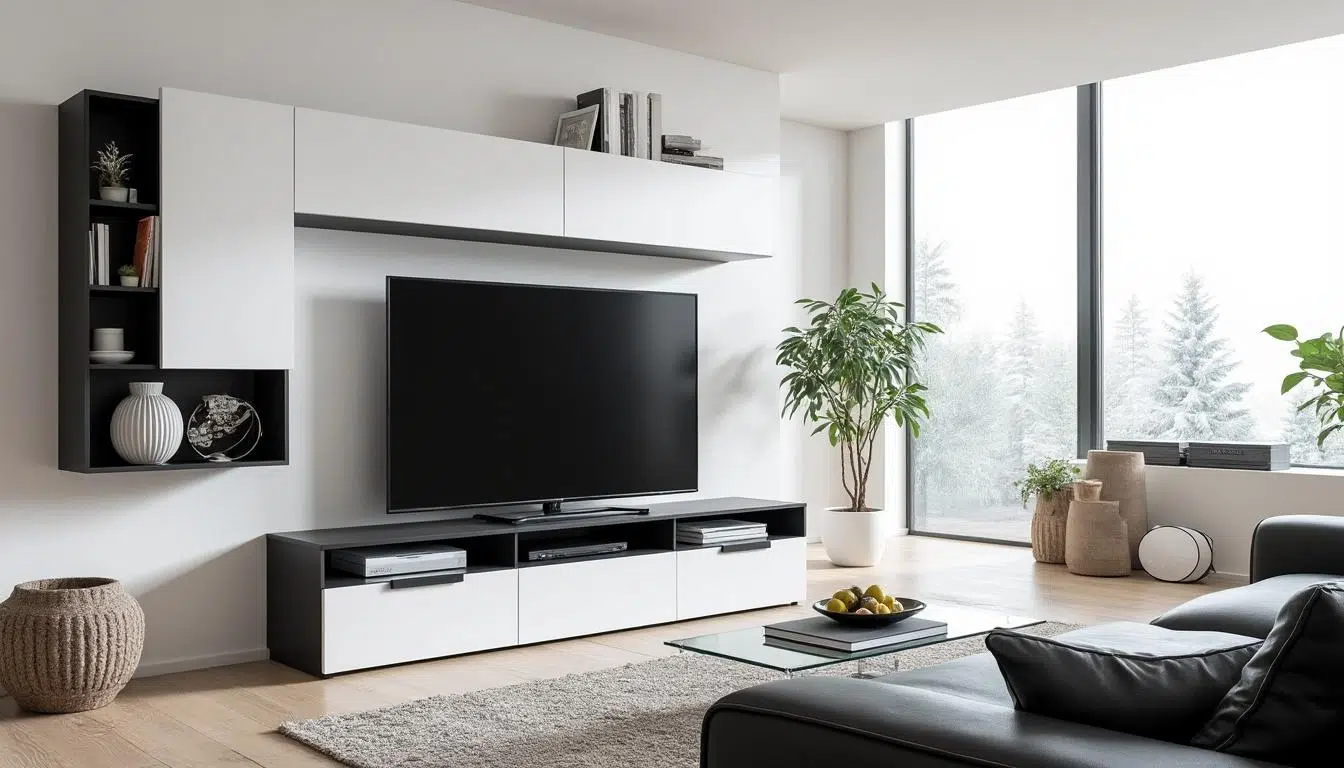 découvrez les meubles tv teneo en noir et blanc, un choix élégant et intemporel qui s'adapte parfaitement à tous les styles d'intérieur. alliant design moderne et fonctionnalité, ces meubles apportent une touche sophistiquée à votre salon tout en offrant un espace pratique pour vos équipements audiovisuels.