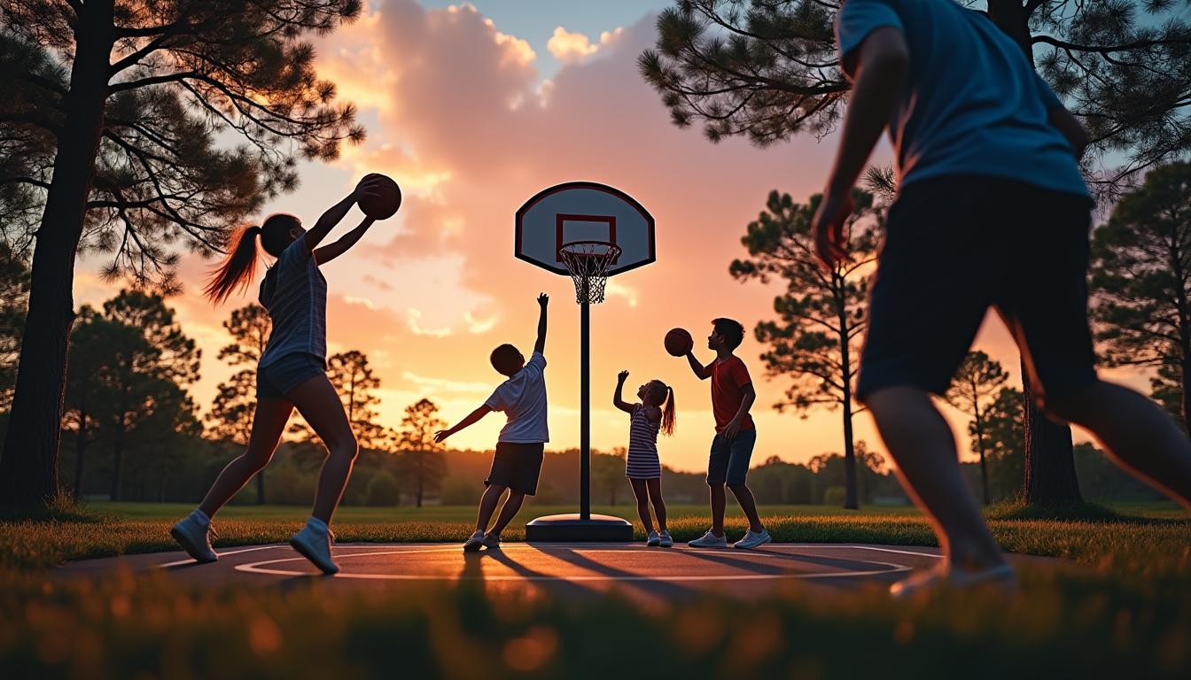 Pourquoi un filet de basket portable est idéal pour les vacances en famille