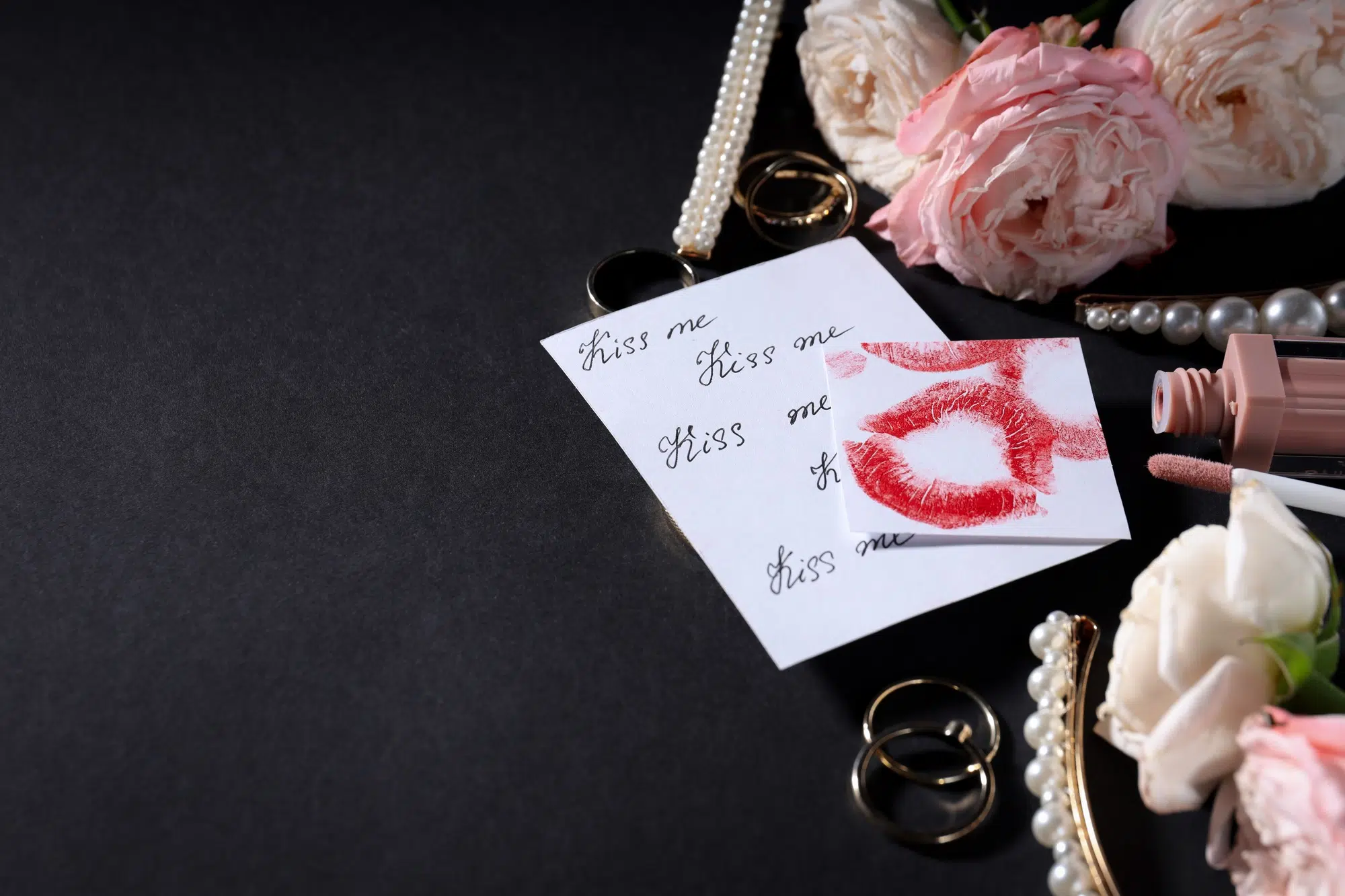 Concept of romantic love letter, space for text